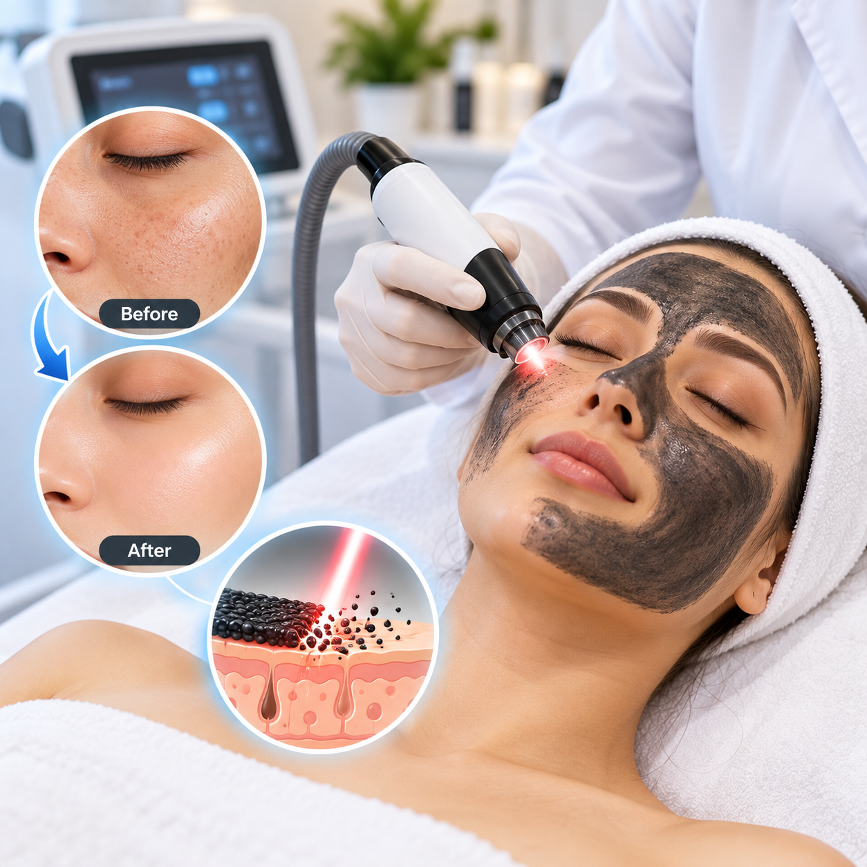 Carbon laser peel treatment